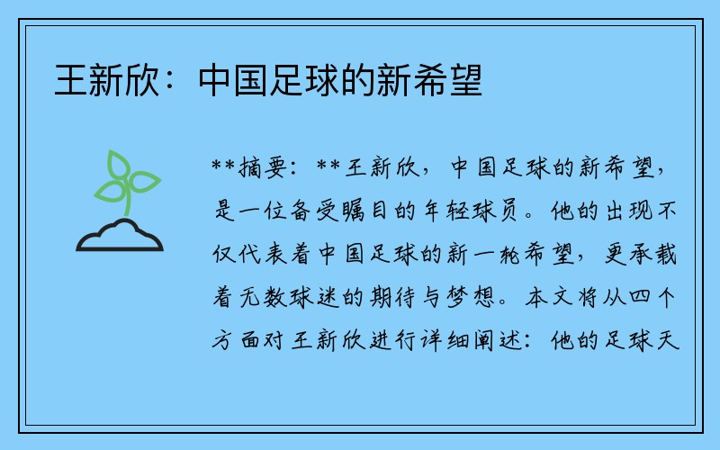王新欣：中国足球的新希望