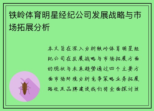 铁岭体育明星经纪公司发展战略与市场拓展分析
